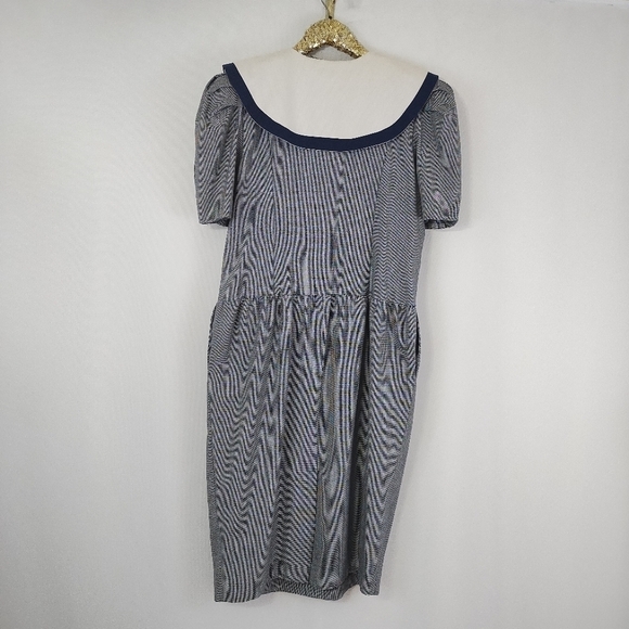 Vintage 80s Kolo Navy and White Plus Size Sailor Midi Dress Nautical Chic - Picture 2 of 6